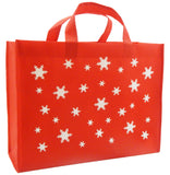 CYMA Reusable Gift Bags, Large, Red, Snowflake Print