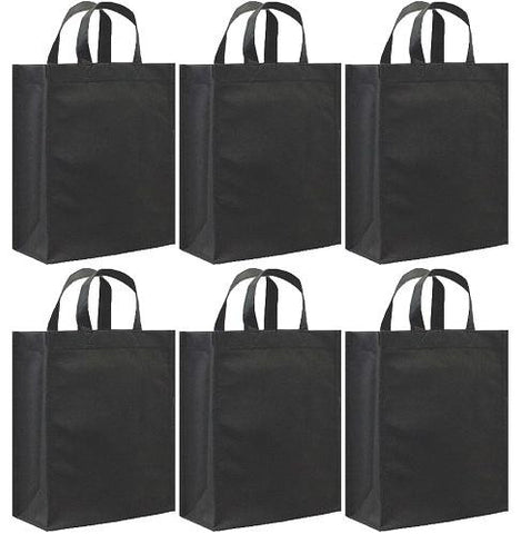 CYMA Reusable Gift Bags - Reusable Gift Bags, Medium- 6 Bag Set- Black
