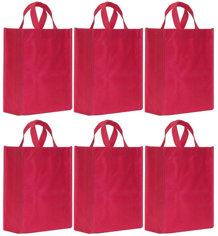 CYMA Reusable Gift Bags, Medium- 6 Bag Set- Raspberry