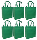 CYMA Reusable Tote Bags - Reusable Grocery Totes, Solid Color- 6 Bag Set- Green