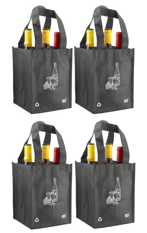 CYMA Reusable Wine Totes - Reusable 4 Bottle Totes- 4 Bag Set
