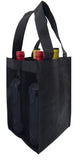 CYMA Reusable Wine Totes - Reusable 4 Bottle Totes Mesh Side Panels-Black
