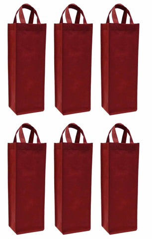 CYMA Reusable Wine Totes - Reusable Gift Bag, Single Bottle Tote- 6 Bag Set- Burgundy