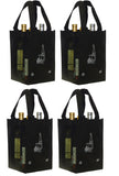 4 Bottle Tote Tall, Printed, Mesh Side Panels [4 Bag Set]