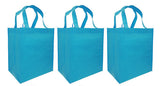 CYMA Reusable Tote Bags - Reusable Grocery Totes, Solid Color- 3 Bag Set- Aqua Blue