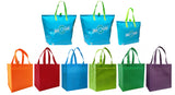 CYMA 3 Insulated Tote Bags, Aqua Blue+ 6 Bright Reusable Grocery Totes Bag Set
