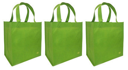 CYMA Reusable Tote Bags - Reusable Grocery Totes, Solid Color- 3 Bag Set- Lime