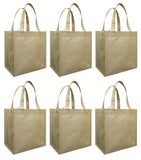 CYMA Reusable Tote Bags - Reusable Grocery Totes, Solid Color- 6 Bag Set- Latte