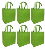 CYMA Reusable Tote Bags - Reusable Grocery Totes, Solid Color- 6 Bag Set- Lime 