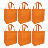 CYMA Reusable Tote Bags - Reusable Grocery Totes, Solid Color- 6 Bag Set- Orange