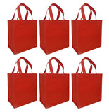 CYMA Reusable Tote Bags - Reusable Grocery Totes, Solid Color- 6 Bag Set- Red