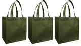 CYMA Reusable Tote Bags - Reusable Grocery Totes, Solid Color- 3 Bag Set- Olive