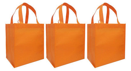 CYMA Reusable Tote Bags - Reusable Grocery Totes, Solid Color- 3 Bag Set- Orange
