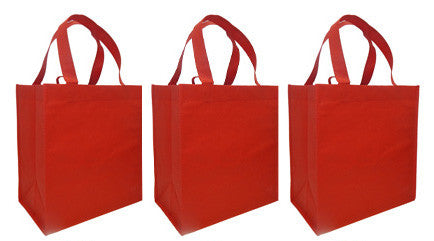 CYMA Reusable Tote Bags - Reusable Grocery Totes, Solid Color- 3 Bag Set- Red