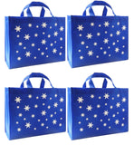 CYMA Reusable Gift Bags, Large, Royal Blue, Snowflake Print, 4 Pack
