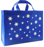 CYMA Reusable Gift Bags, Large, Royal Blue, Snowflake Print