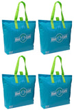 CYMA Insulated Tote Bags - Insulated Tote Bag, 15"x12"+3" Flat Bottom, 4 Bag Set- Aqua Blue