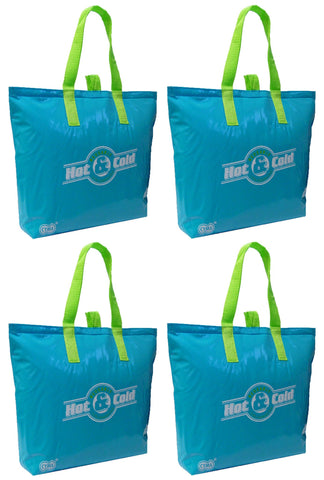 CYMA Insulated Tote Bags - Insulated Tote Bag, 15"x12"+3" Flat Bottom, 4 Bag Set- Aqua Blue