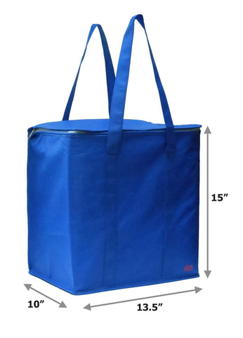 Insulated Reusable Grocery Tote – Royal Blue – Large Thermal Zipper Shopping Bag