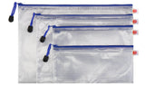 CYMA Organization Storage Pouch - PVC Zippered Envelope Organization Storage Pouch Bags- 4 Bag Set- Blue