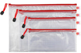 CYMA Organization Storage Pouch - PVC Zippered Envelope Organization Storage Pouch Bags- 4 Bag Set- Red