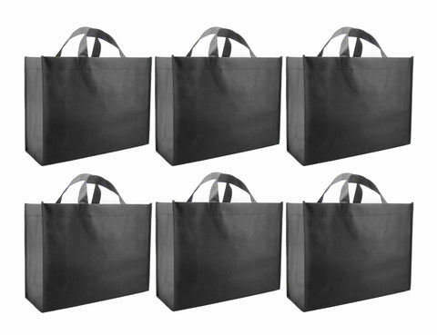 CYMA Reusable Gift Bags - Reusable Gift Bags, Large-  6 Bag Set- Black