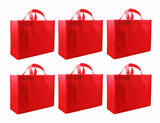 CYMA Reusable Gift Bags - Reusable Gift Bags, Large-  6 Bag Set- Red