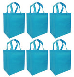 CYMA Reusable Tote Bags - Reusable Grocery Totes, Solid Color- 6 Bag Set- Aqua Blue