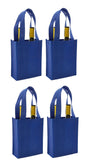 CYMA Reusable Wine Totes - Reusable 2 Bottle Totes Non-Printed- 4 Bag Set- Royal Blue