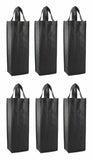 CYMA Reusable Wine Totes - Reusable Gift Bag, Single Bottle Tote- 6 Bag Set- Black