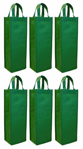  CYMA Reusable Wine Totes - Reusable Gift Bag, Single Bottle Tote- 6 Bag Set- Green