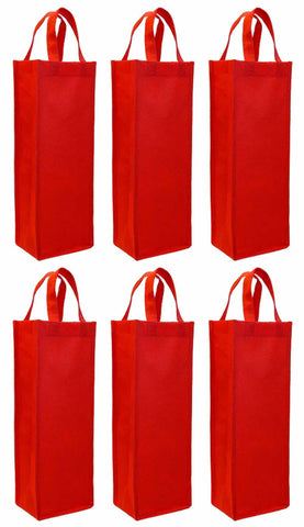CYMA Reusable Wine Totes - Reusable Gift Bag, Single Bottle Tote- 6 Bag Set- Red